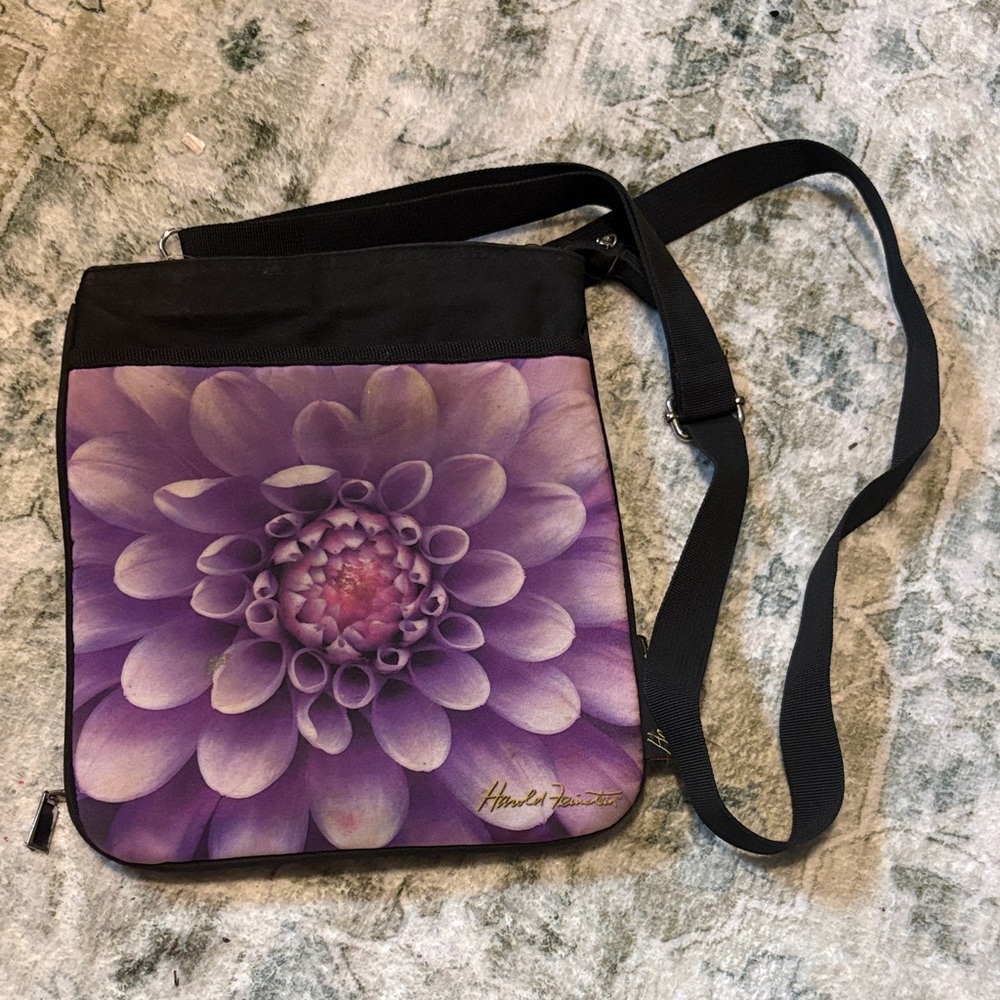 Elegant Purple Floral Crossbody Bag